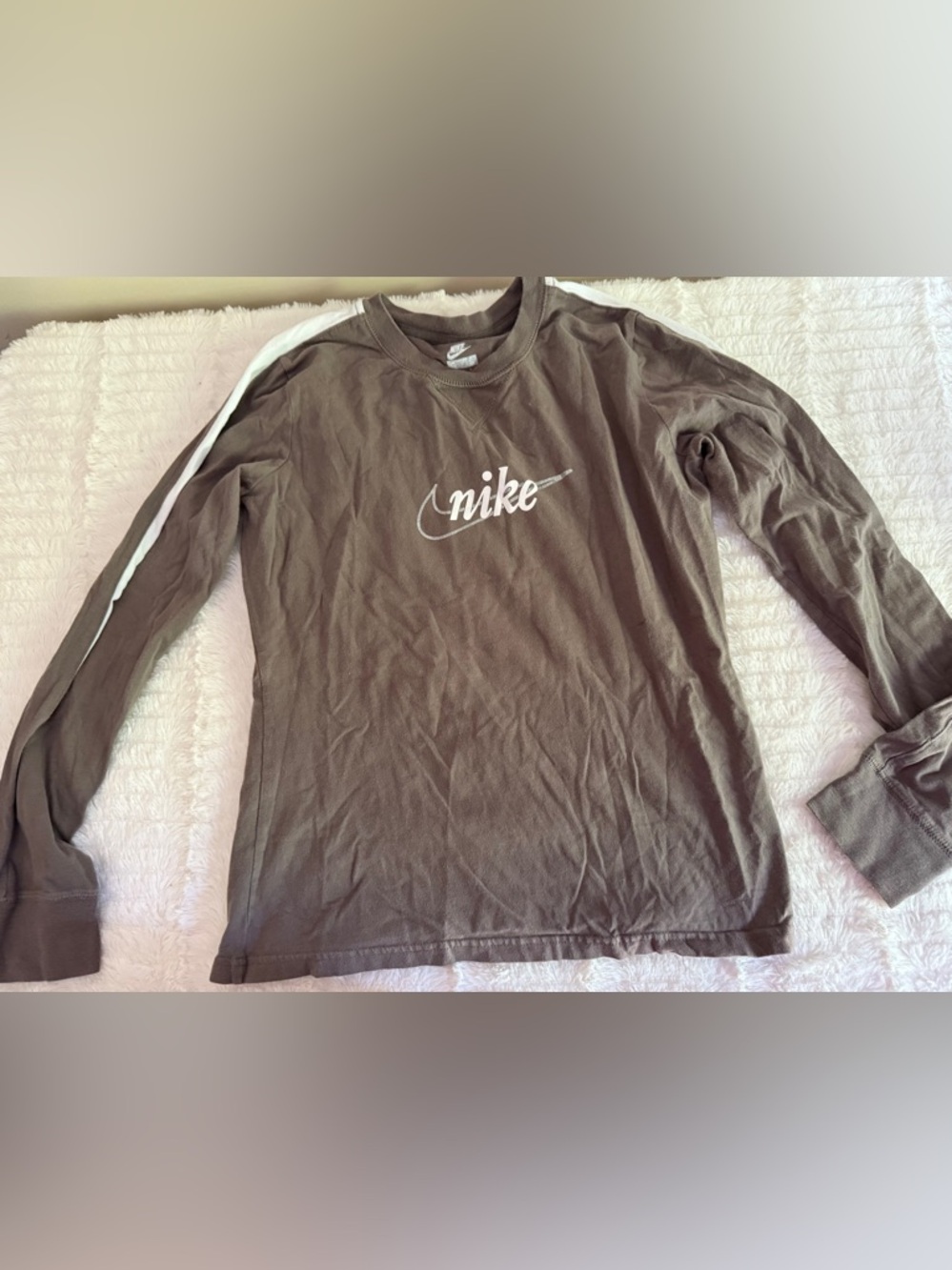 Nike Brown Tee with White Logo Print